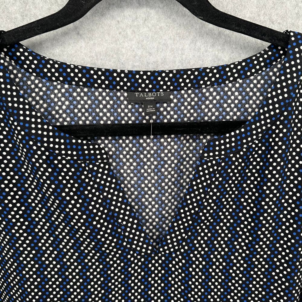 Talbots Women's PolkaDot Long Sleeve Split Neck Popover Chiffon Blouse Size 2X - Picture 3 of 10